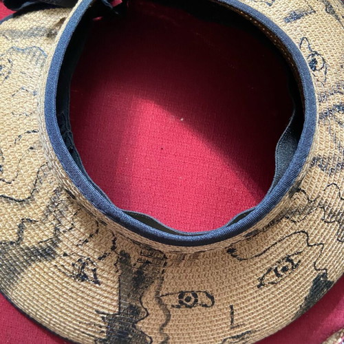 Hand-painted hat new, open top, folds easily