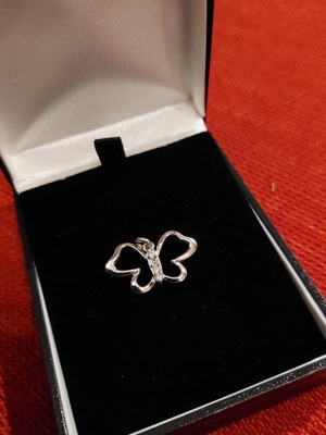 Silver butterfly pendant new with zircon details