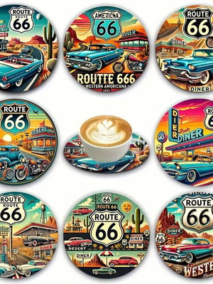 Set of 8 wooden Route 66 placemats new