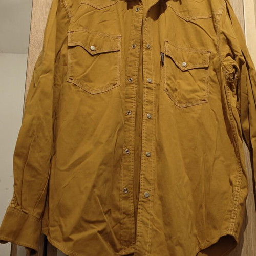 St Moritz men's cotton shirt mustard/brown medium