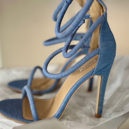 Denim Hidden Fashion Heels size 36 new, blue sandals platforms