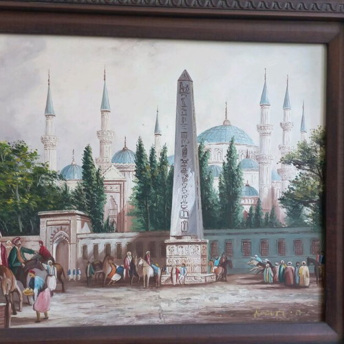 Oil painting with Hippodrome and Hagia Sophia theme like new