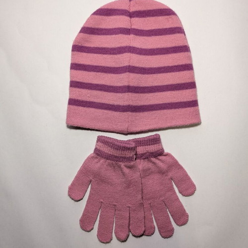 Set of hat and gloves for girl 4-8 used Disney Frozen pink