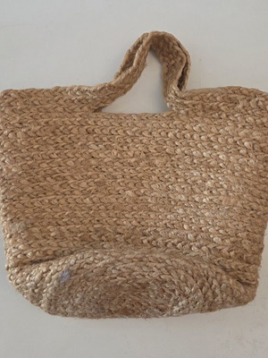 IKEA TOLKNING jute hanging basket bag, braided straw beach tote