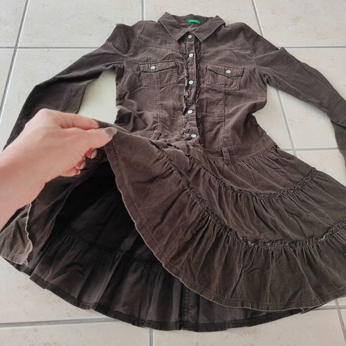 Benetton vintage corduroy dress for girl 10 years like new, brown