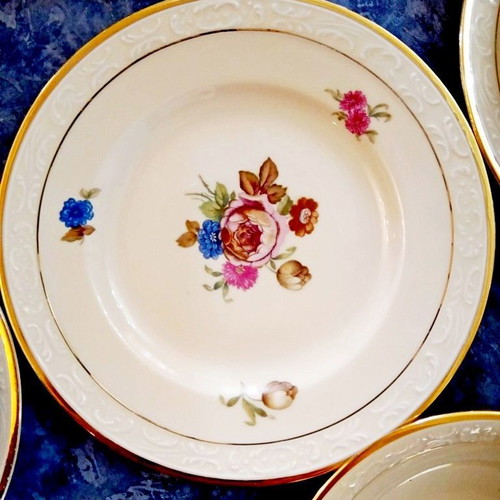 Antique set of six cups Danish Kobenhavns Porcelain Maleri 1930