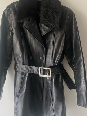Hidesign Black Women's Leather Coat M Like New With Removable Fur