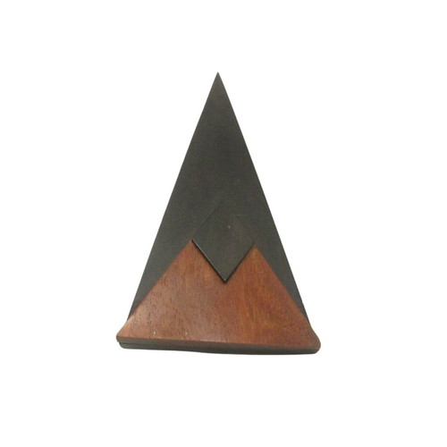 Vintage Art Deco style brooch from the 70s, like new, wood