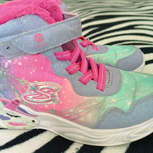 Skechers girls' boots like new, pink and colorful, size 32
