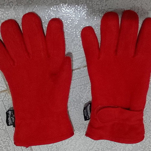 Fleece gloves used with Thinsulate red