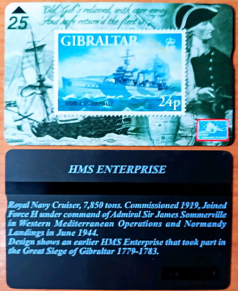 GIBRALTAR, PHONECARD, HMS ENTERPISE ,LUX ,25 Unit ,3000Tirage ,1/1997 ,Army, cn: 709 L
