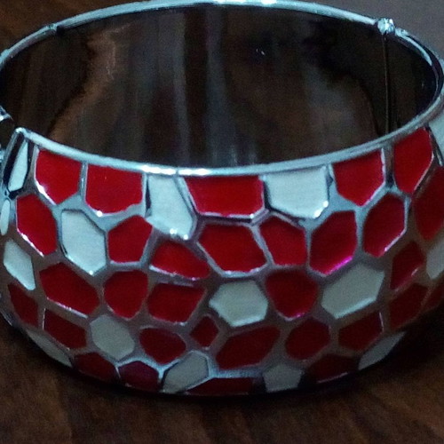 Bracelet cuff used red-white enamel