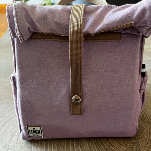 Lunch Box μωβ μεταχειρισμένο με κουμπάκι και θήκες στα πλαϊνά