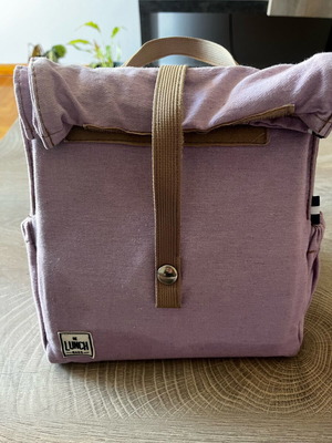 Lunch Box μωβ μεταχειρισμένο με κουμπάκι και θήκες στα πλαϊνά