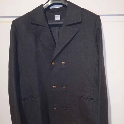 Suit set used with blazer, trousers and tie gray-blue