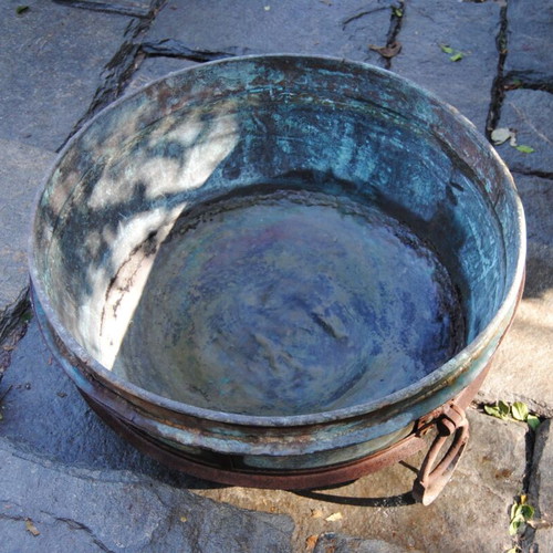 Monastic copper cauldron over 200 years old used