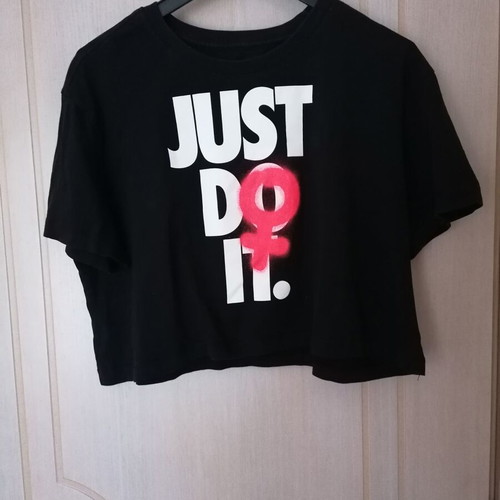 Nike Just Do It Crop T-Shirt L Black New