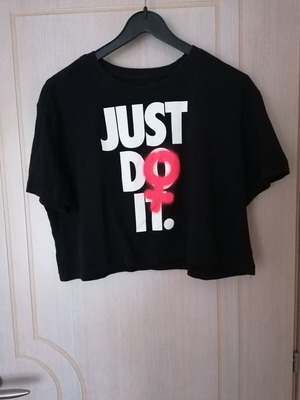 Nike Just Do It Crop T-Shirt L Black New