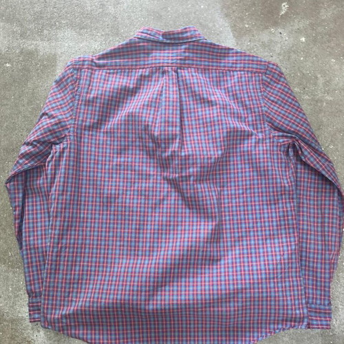 Ralph Lauren Oxford long sleeve shirt XL, red green checked, navy pony