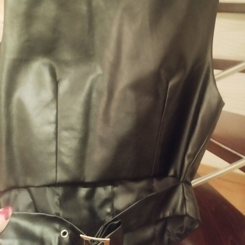 Zara black faux leather vest new with covered buttons
