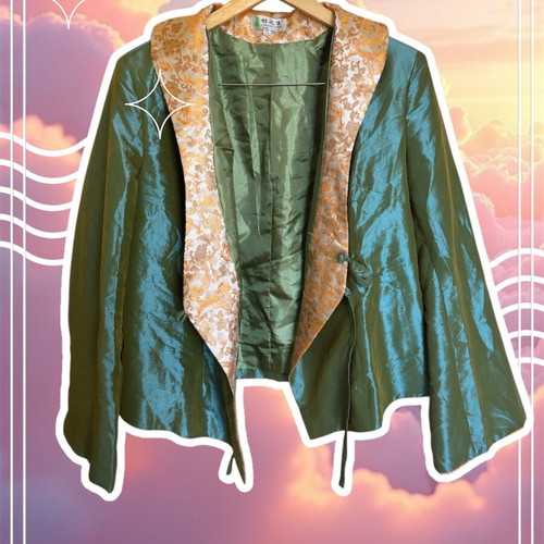 Authentic traditional Chinese jacket like new, multicolor green