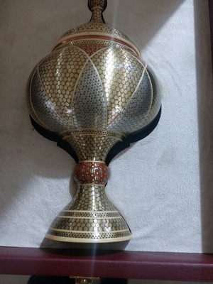 Persian handmade container for chocolates new Aghajani rare