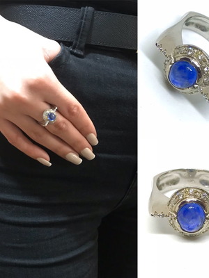 18k ring with sapphire and brilliant new