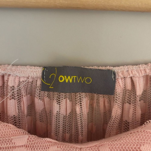 Owtwo cropped top new with balloon sleeves pink