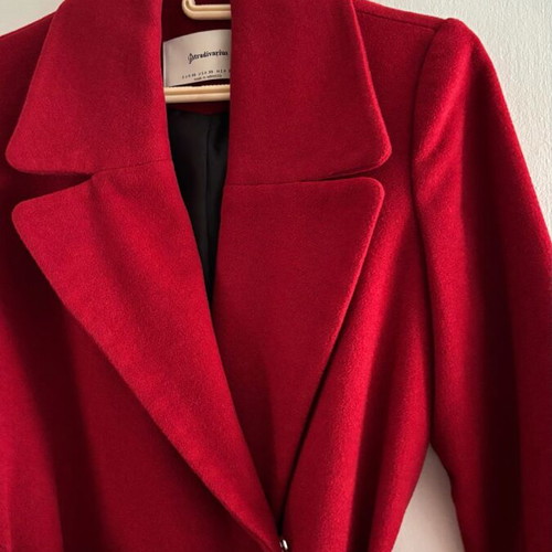 Stradivarius coat red XS 26% wool like new