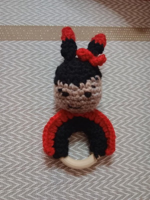Handmade knitted ladybug rattle new
