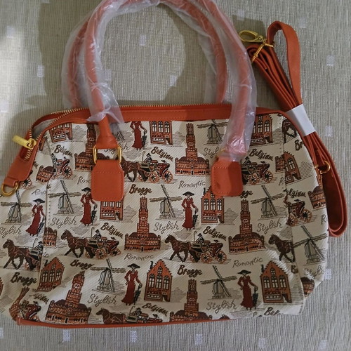 Belgian bag new with fabric and leather details crossbody multicolor