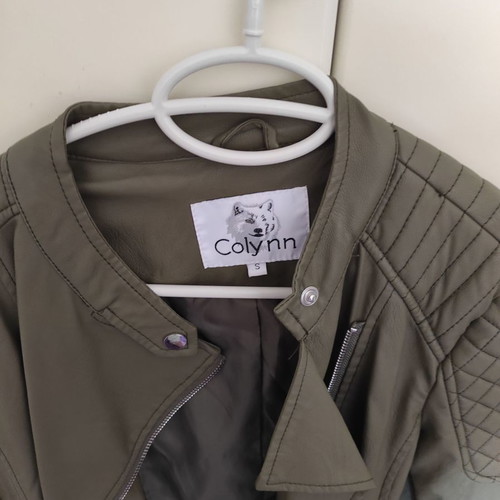 Leatherette jacket olive new, size S