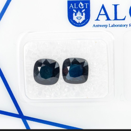 Sapphire pair 3.59ct natural dark blue, new