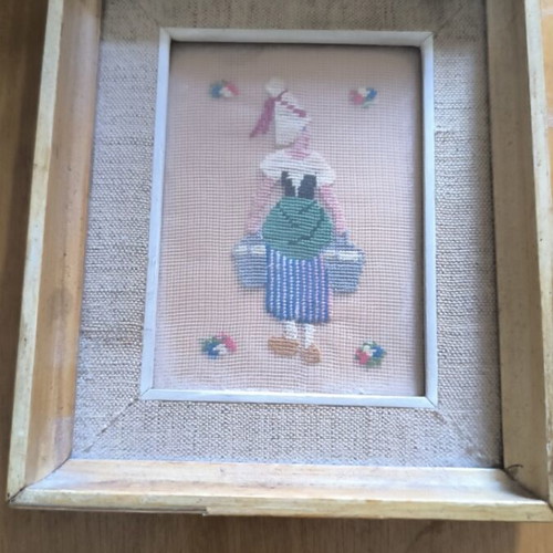 Hearts with handmade embroidery, vintage