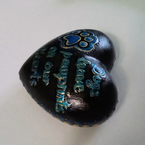 Handmade decorative plaster heart new with dot painting