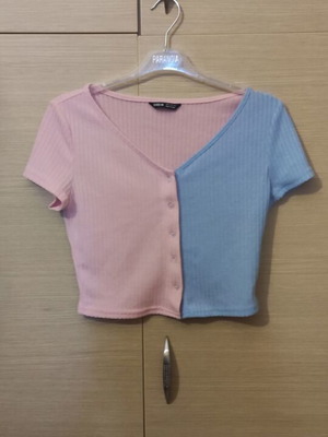 Shein two-tone shirt used, size S, blue and pink