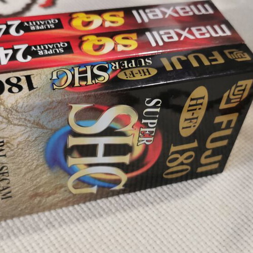 Maxell SQ 240 and Fuji Hi-Fi Super SHG 180 VHS tapes set, sealed