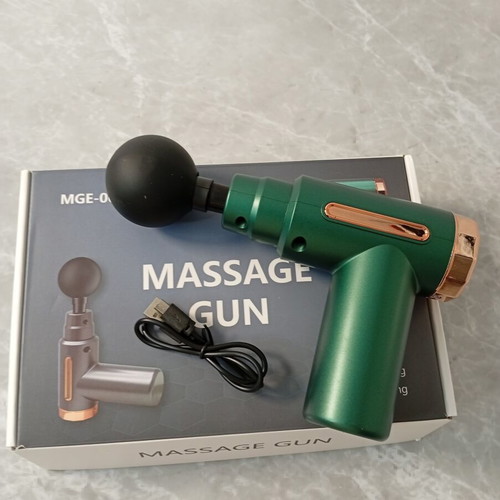 Mini Massage Gun with 5 Speeds, green and rose-gold