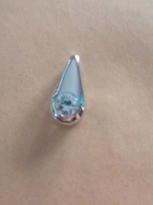 Teardrop silver pendant with stone new for neck