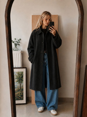 Lodenfrey Original Wool & Cashmere Loden Coat, size XL