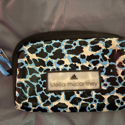 Adidas by Stella McCartney leopard wallet pouch, blue and black