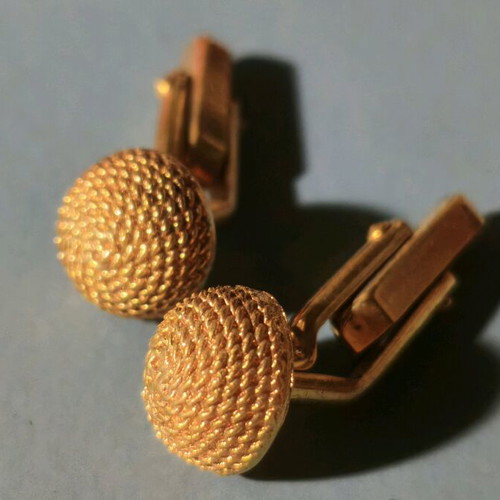 Vintage men's cufflinks set of 2 pairs like new, blue and gold tone