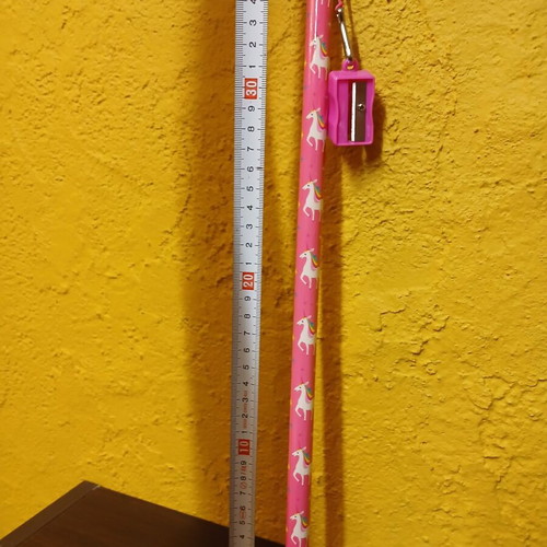 Flying Tiger giant pencil with unicorns new, pink with eraser and sharpener