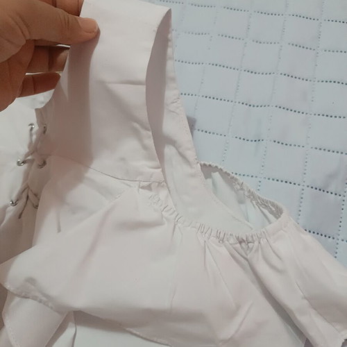 Zara Girls white blouse with open shoulders, used, age 11–12