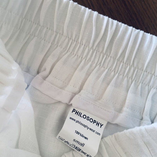 Philosophy white linen high-waisted bermuda shorts