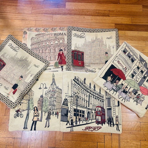 Vintage pillowcases used, pack of 6 with embroidered retro designs