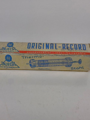 Retro glass syringe INJECTA Steinach Original-Record Thermo-Stahl 5ml like new