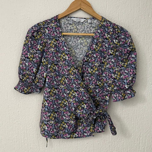 & Other Stories Floral Cotton Wrap Top M Like New