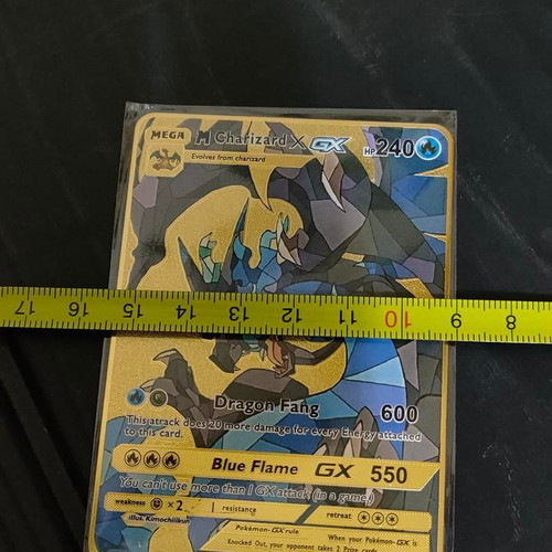 Pokémon Mega Charizard X GX Gold Metal Card like new