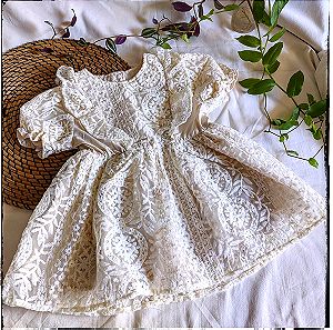 Βαφτιστικό Φόρεμα ή για πριν τη βάφτιση Βρεφικό φόρεμα για μωρό Λευκό - σαμπανιζε